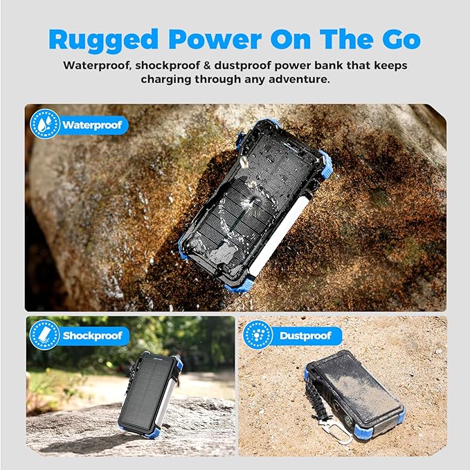 BLAVOR Solar Power Bank 20000mAh Built-in Cables, Wireless Charger - Image 6