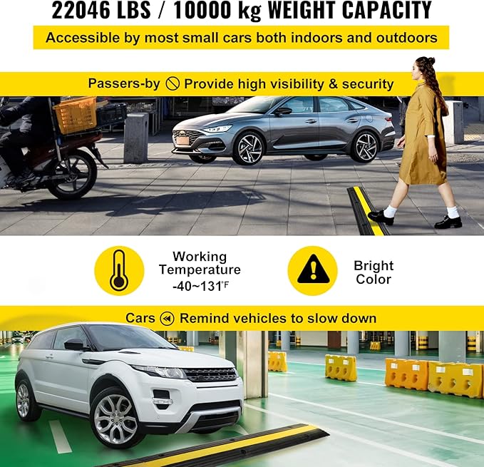 Happybuy 4 Pack of 1-Channel Rubber Cable Protector Ramps Heavy Duty 18000Lbs - Image 4