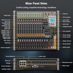 12 Channel Audio Mixer for Recording, USB Mixing Console - Image 8
