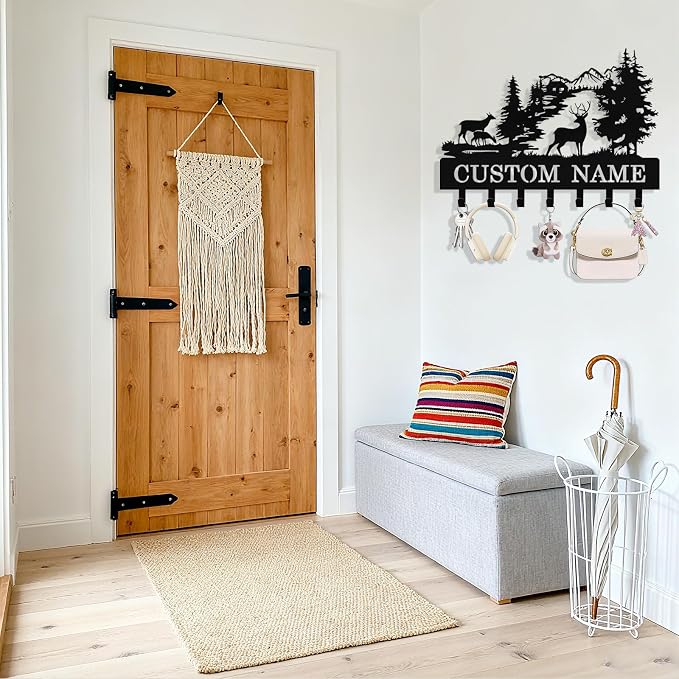 Personalized Deer Key Holder Wall Mount, Custom Metal Key Rack Key Holder - Image 2