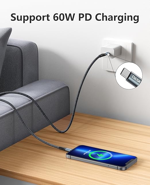 USB C to USB C Cable, iPad Pro Air, Samsung S24/S24 Ultra/S23 USBC Charger - Image 3