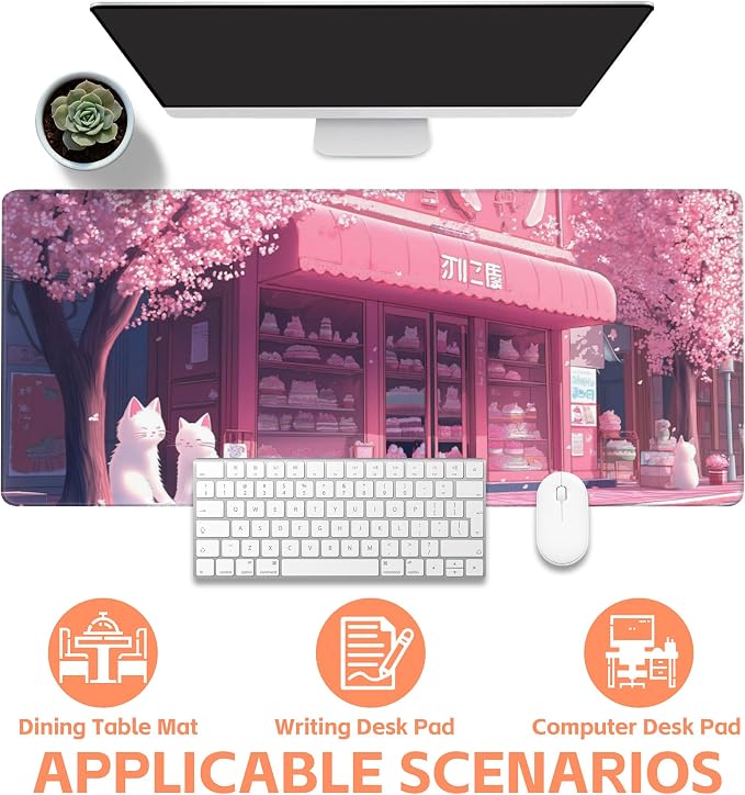 Mouse Pad Large Cake Shop and White Cats Non-Slip Gaming Desk Mat - Image 4