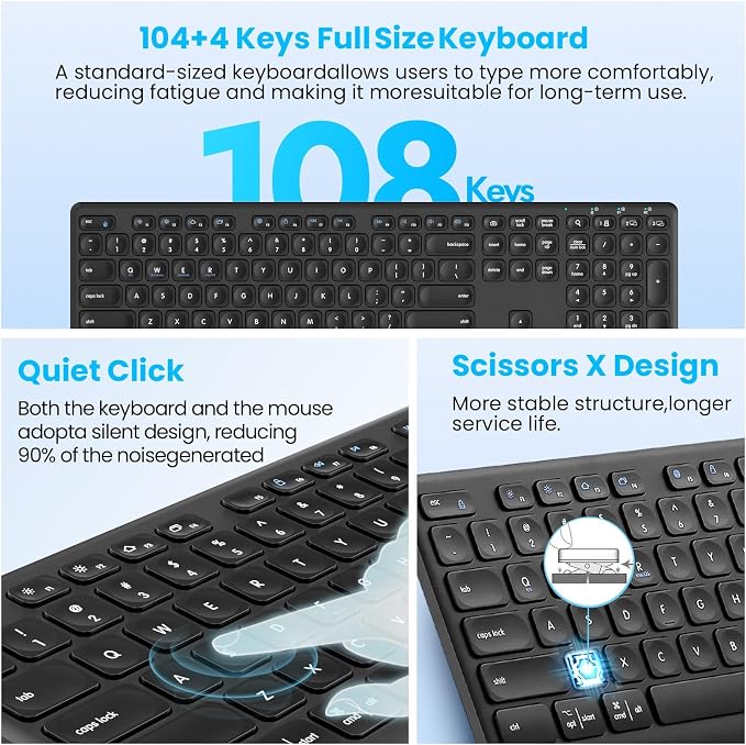 K9300 Wireless Bluetooth Keyboard, Support Multi Device Switching, Full Size - Image 5
