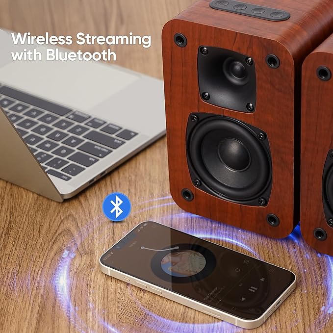 Saiyin Bluetooth Bookshelf Speakers - Image 2