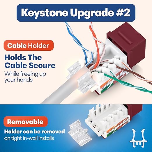 Everest 45° Angled RJ45 Cat6A Keystone Jacks 10-Pack in Red - Image 4