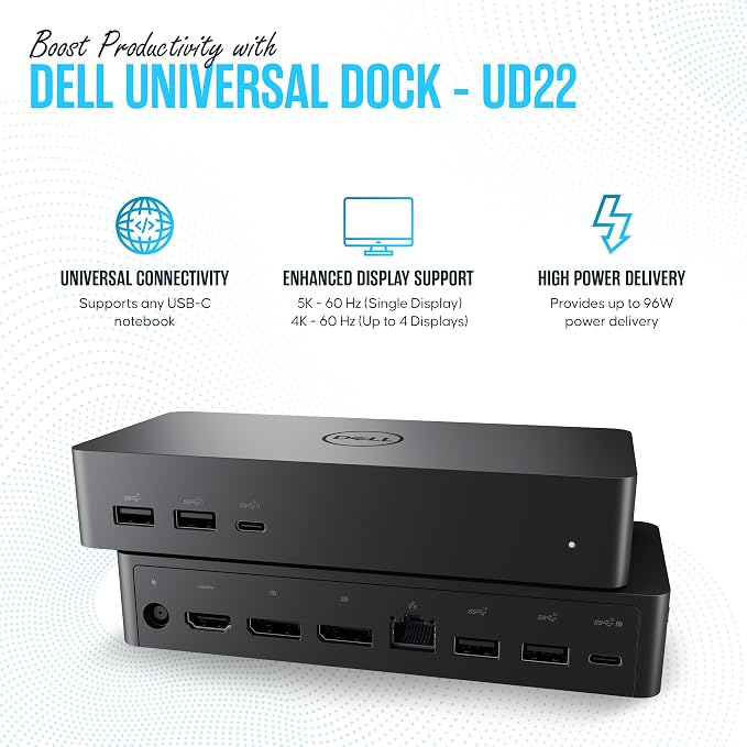 UD22 Dell Universal Docking Station USB-C/USB-A Supports Dual/Triple & 4 - Image 3