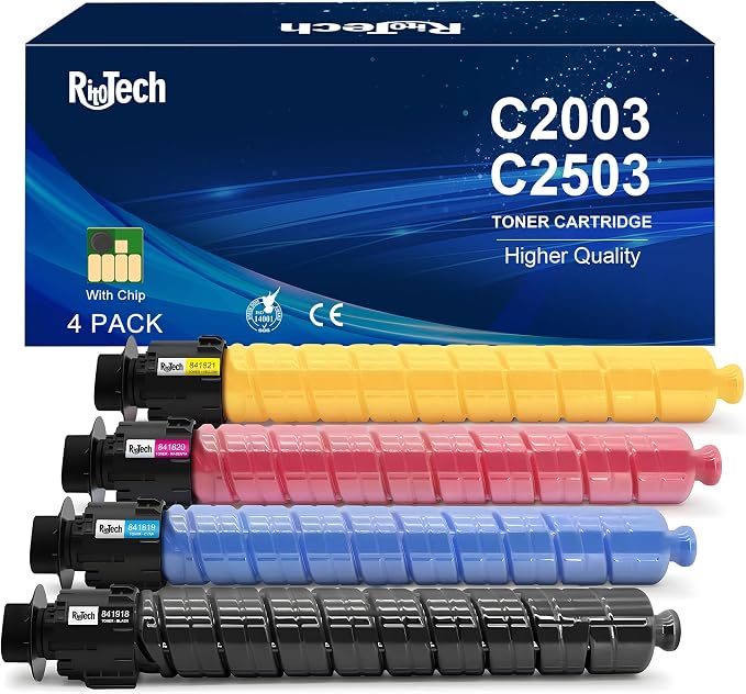 MP C2003 C2503 Toner Cartridge Black Cyan Magenta Yellow by RitoTech
