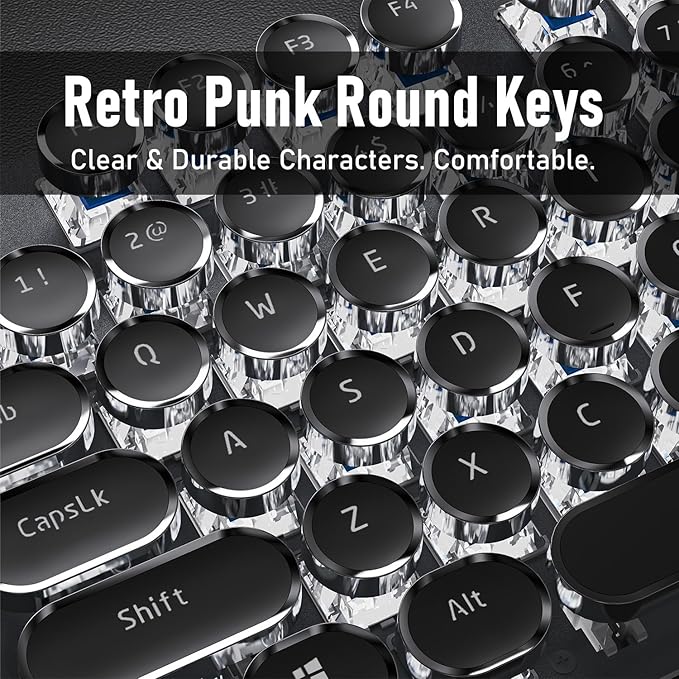 EWEADN TK100 Typewriter Keyboard Wired Mechanical Keyboard, 104 Keys Aesthetic - Image 5