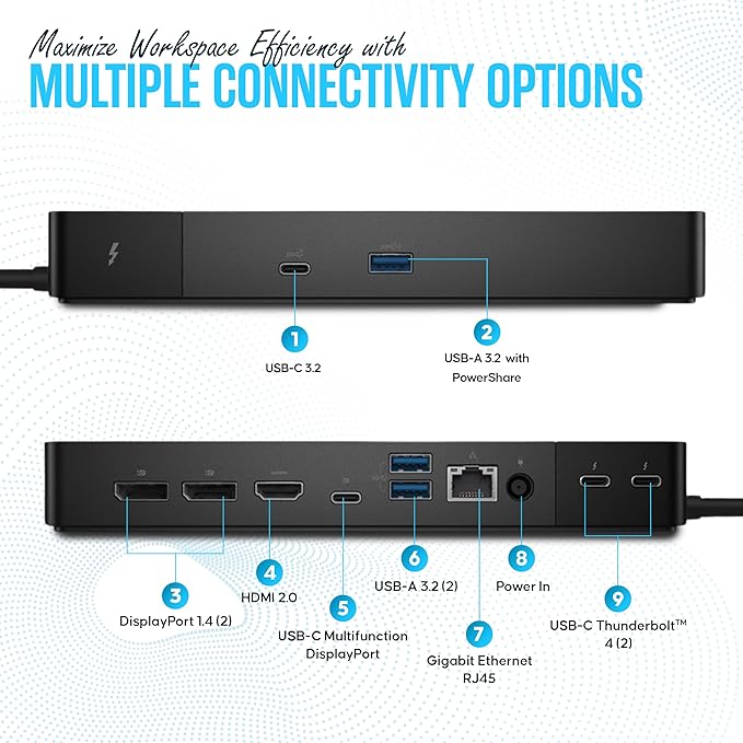 WD22TB4 Dell Thunderbolt 4 Dock 40Gbps USB-C/USB-A 1 Year Warranty - Image 4
