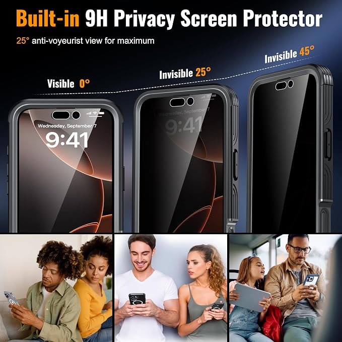 Magnetic & Stand for iPhone 16 Pro Max Case Built-in Privacy Screen Protector - Image 4