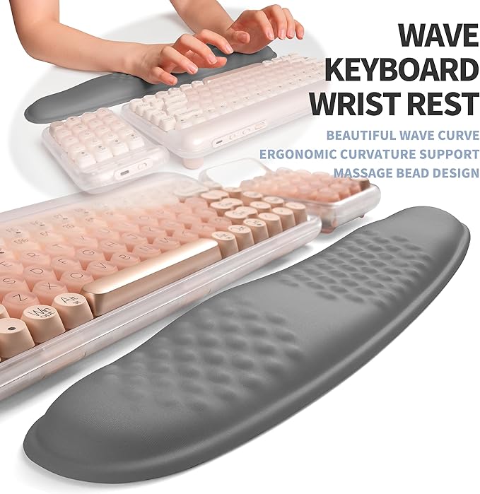 2-in-1 Ergonomic Set, Wave Keyboard Wrist Rest and Massage Slope Mouse Pad - Image 2