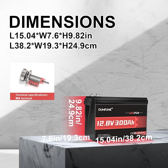 12V 300Ah 2 Packs Lithium LiFePO4 Battery, 200A BMS 3840W Rechargeable Lithium - Image 2