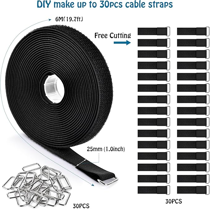 1"x19.7ft Hook and Loop Straps - Image 2