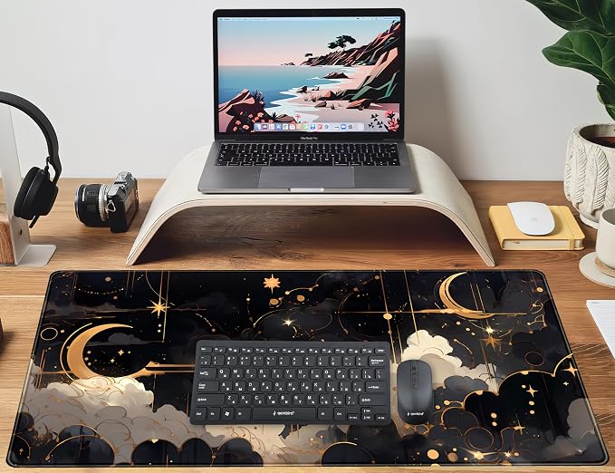 Black and Gold Celestial Desk Mat XXL Extended Gaming Mouse Pad Large Mousepad - Image 5