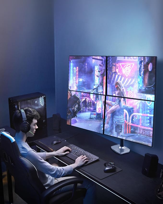 Quad Monitor Mount, Holds Screens up to 40 Inches and 25 lbs, Fully Adjustable - Image 6