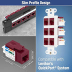 Everest 45° Angled RJ45 Cat6A Keystone Jacks 10-Pack in Red - Image 7