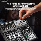 Depusheng Professional Audio Mixer, 4 Channel Audio Interface Sound Board - Image 5