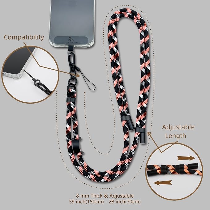 Adjustable Cell Phone Lanyard Crossbody Smartphone Strap Soft Rope Phone Lanyard - Image 6