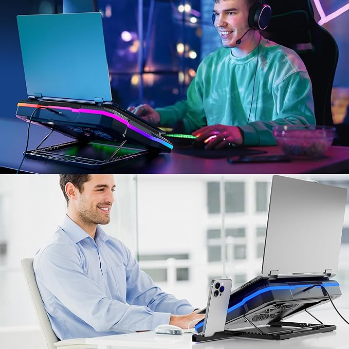 MOOJAY Laptop Cooling Pad Powerful Turbo Fan RGB Gaming Notebook Cooler - Image 6