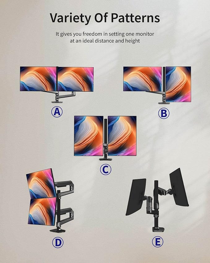 Dual Monitor Mount, Holds Screens up to 40 Inches and 25 lbs, Fully Adjustable - Image 4