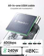 Silkland USB 4 for Long Thunderbolt 4 Cable 10FT/3M, 40Gbps Data Transfer - Image 2