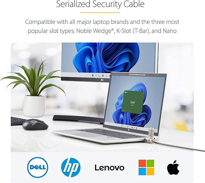 StarTech.com 25-Pack Universal Laptop Lock 6.6ft, Serialized Security Cable - Image 2