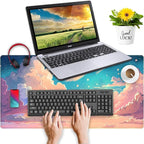 Cool Pink Desk Mat Pastel Clouds Large XXL Gaming Mouse Pad Non-Slip Rubber - Image 4