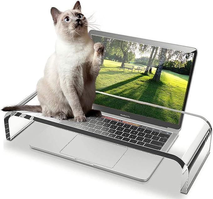 Clear Acrylic Monitor Stand, Keyboard Cover Protector Anti-Cat Prevent Cats by Unknown