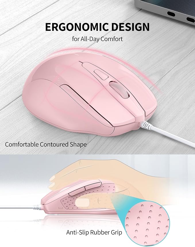TECKNET Wired Mouse, 6-Button Corded - Image 3