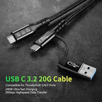 CABLEDECONN USB2.0 A to USB C 3.2 Type C 20Gbps Male to Male Detachable 1m - Image 8