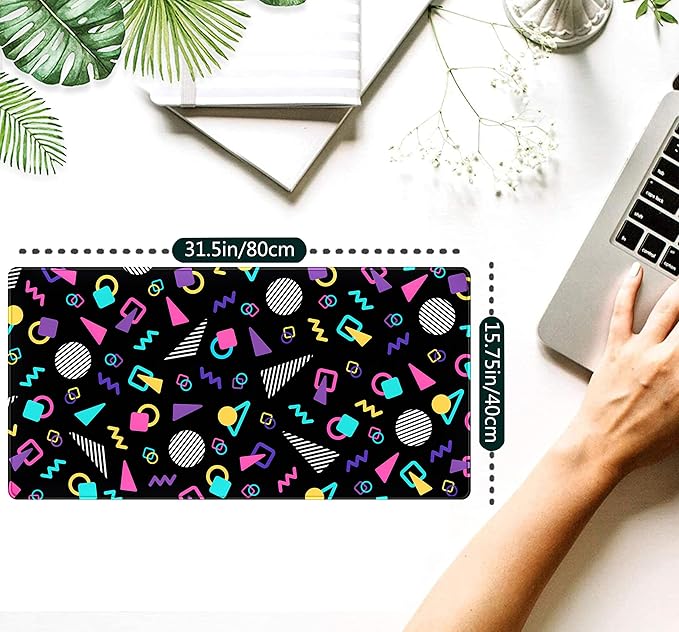 Retro 80s Desk Mat, Cute 90s XXL Large Gaming Mouse Pad, Computer Laptop - Image 2