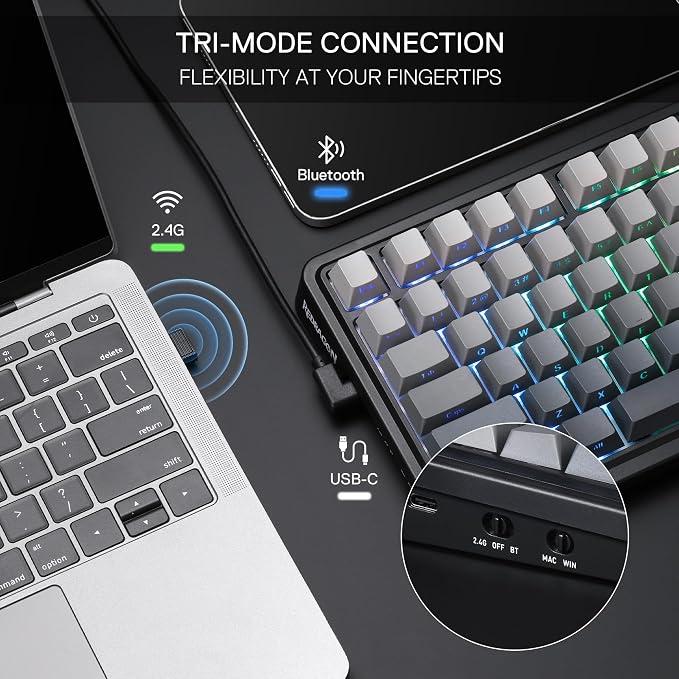 Redragon K686 PRO 98 Keys Wireless Gasket RGB Gaming Keyboard, 3-Mode PBT - Image 4