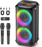 Karaoke Machine with 2 Wireless Microphones, Portable Bluetooth 5.3 Karaoke by JYX