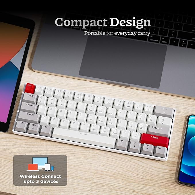 Newmen GM610 60% Wireless Mechanical Keyboard, Wired/Bluetooth/2.4G RGB Backlit - Image 4