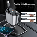 4 in 1 Retractable Car Charger, USB C Fast Charging Adapter - Image 2