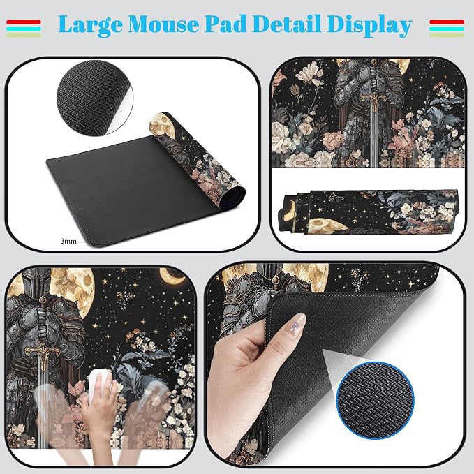 Cute Vintage Floral Mouse Pad Warrior Gaming Desk Mat Retro Flowers Mousepad - Image 4