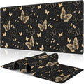 Golden Butterflies Desk Mat, Large Butterfly and Round Spots Gaming Keyboard by NIYLYNSYN