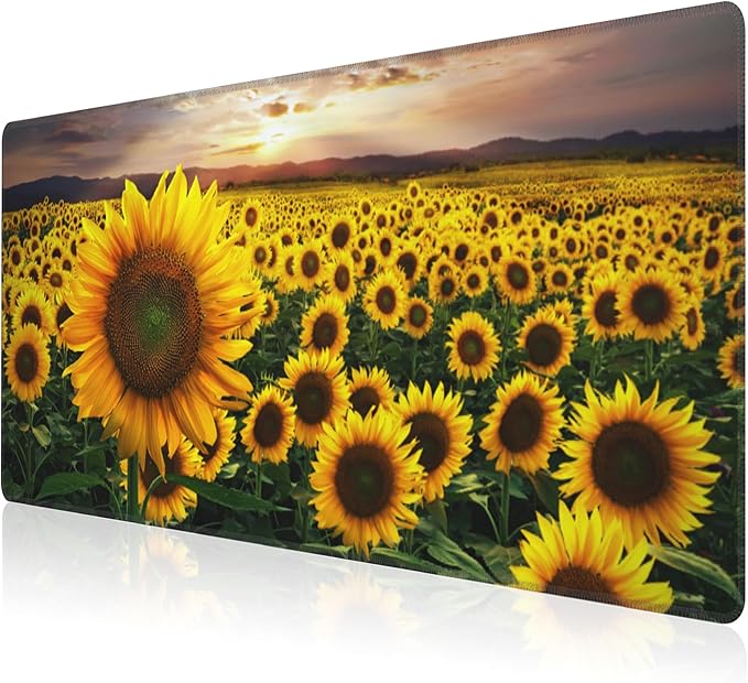 Mouse Pad, Large Blooming Sunflowers Desk Mat, Extended Non-Slip Gaming by NIYLYNSYN