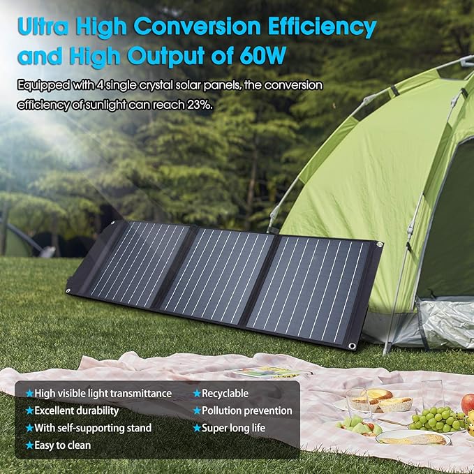 MARBERO 60W Portable Solar Panel 60 Watt Foldable Solar Panel - Image 3