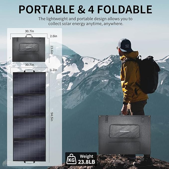 400W Portable Solar Panel for Power Station Generator, 400 Watt Foldable Solar - Image 5