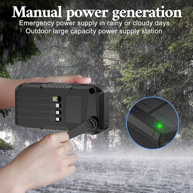 Solar Power Bank 66800mAh Built in Hand Crank and 4 Cables 22.5W Fast Charge - Image 6