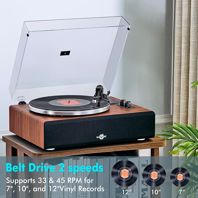 Record Player with Speakers, Turntables - Image 3