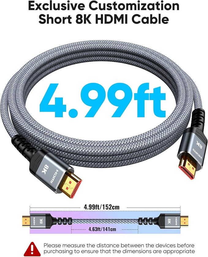 Highwings 8K HDMI Cable 4.99ft Total Length, 4.63ft Cable Length, Ultra High - Image 8