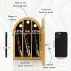 Phone Box for Family Time, Bamboo Cell Phone Jail, 3 Sections Hold 6 Phones - Image 2