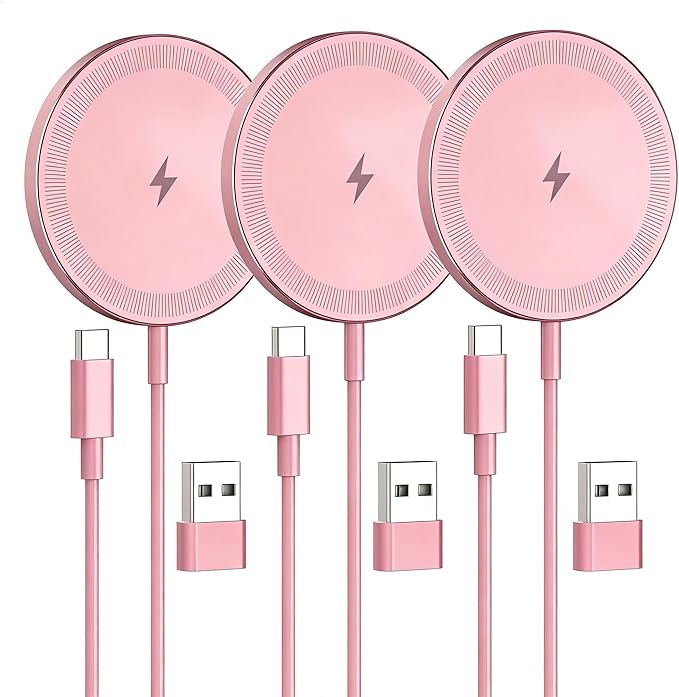 3-Pack 15W Magnetic Wireless Charger: Qi2 Fast Charging Pad by SMILESTATION