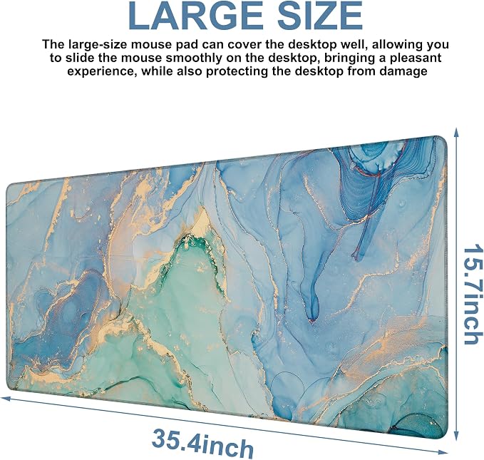Gaming Desk Pad Large Extra Length Fluid Art Marble Mouse Pad Keyboard Laptop - Image 3