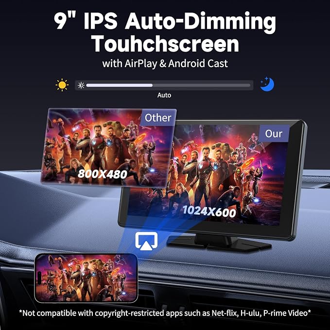 Carplay Screen for Car, Portable Wireless Car Stereo Audio Receivers - Image 4