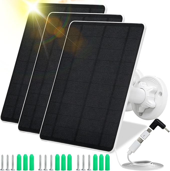 Solar Panel for Security Camera, 5W USB Solar Panel for Cameras DC 5V, Camera by MUZUZZI
