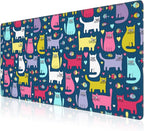 Mouse Pad, Large Cartoon Cats and Fish Desk Mat, Extended Non-Slip Gaming by NIYLYNSYN