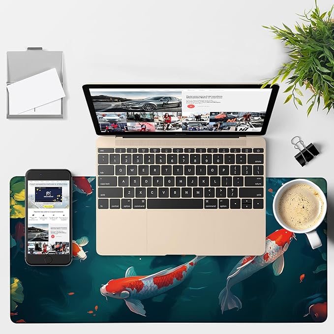 Large Mouse Pad Koi Fish Gaming Desk Pad Computer Keyboard Non-Slip Waterproof - Image 4